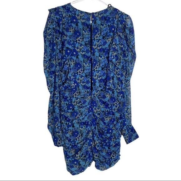 Zara Floral Ruched Mini Draped back Dress TRF Medium Blue bloggers flower - Picture 4 of 10